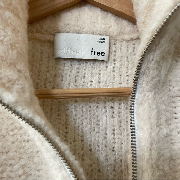 Wilfred Free Aritzia Cropped Zip-Up Marilyn Sweater Sz:XXS Cream - Picture 8 of 10